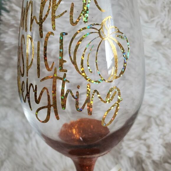 Pumpkin Spice Everything Amber Glittered Wine - Picture 4 of 7